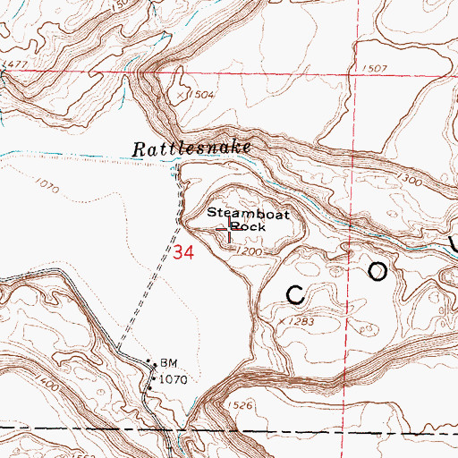 Topographic Map of Steamboat Rock, WA