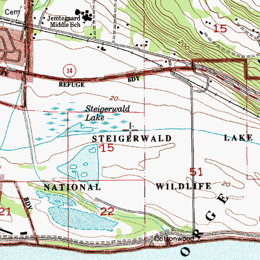 Topographic Map of Steigerwald Lake, WA
