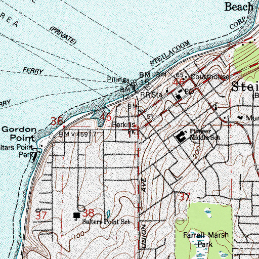 Topographic Map of Steilacoom, WA