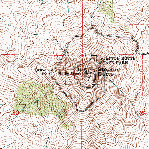 Topographic Map of Steptoe Butte State Park, WA