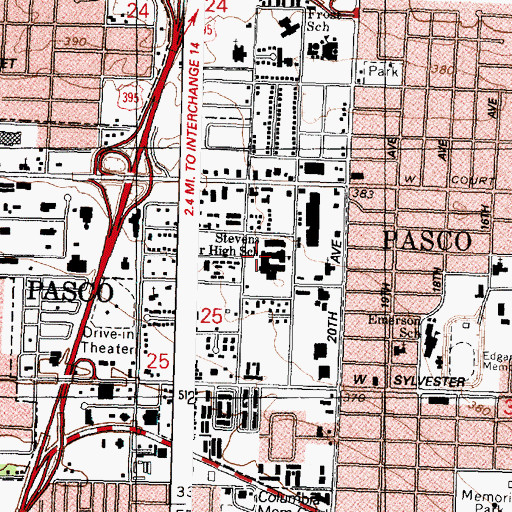 Topographic Map of Stevens Middle School, WA