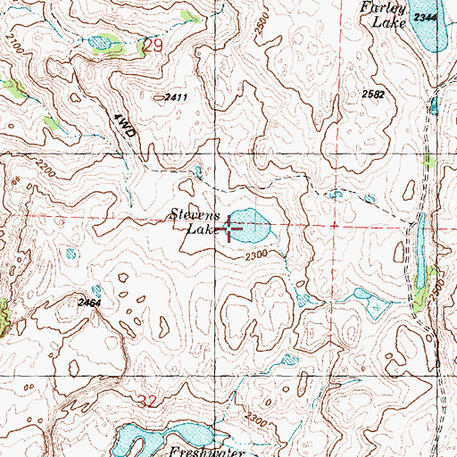 Topographic Map of Stevens Lake, WA