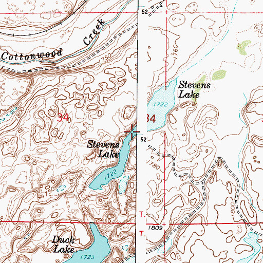 Topographic Map of Stevens Lake, WA