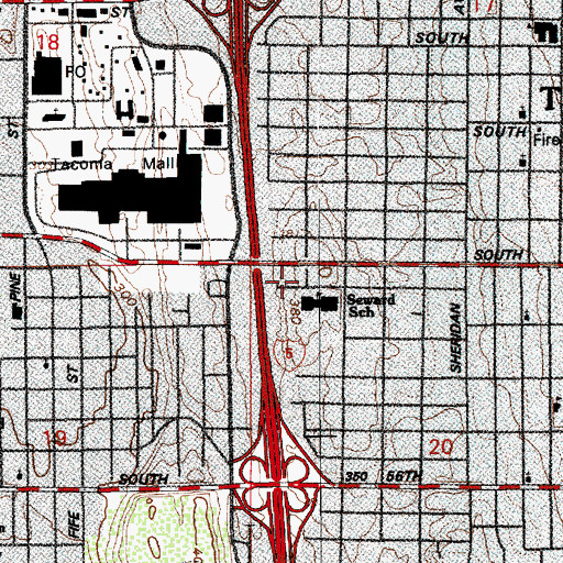 Topographic Map of Stewart School, WA