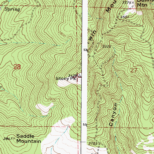 Topographic Map of Stony Peak, WA