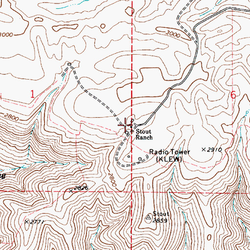 Topographic Map of Stout Ranch, WA