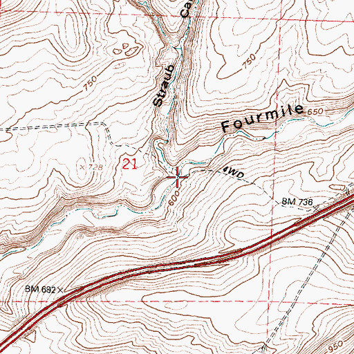 Topographic Map of Straub Canyon, WA