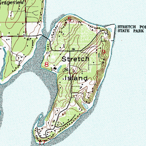 Topographic Map of Stretch Island, WA
