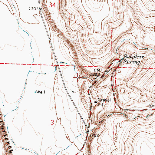 Topographic Map of Sulphur Canyon, WA