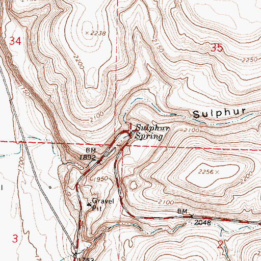 Topographic Map of Sulphur Spring, WA