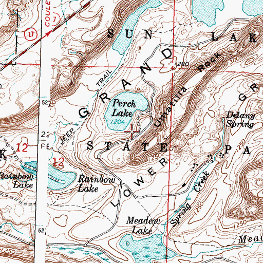 Topographic Map of Sun Lakes State Park, WA