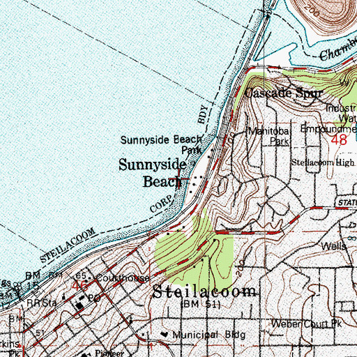 Topographic Map of Sunnyside Beach, WA