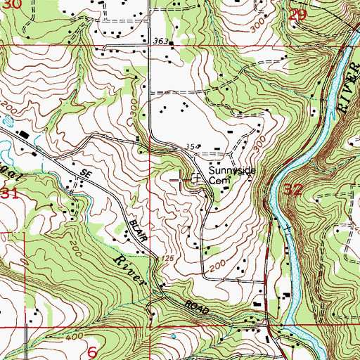 Topographic Map of Sunnyside Cemetery, WA