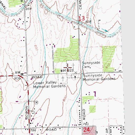 Topographic Map of Old Sunnyside Cemetery, WA