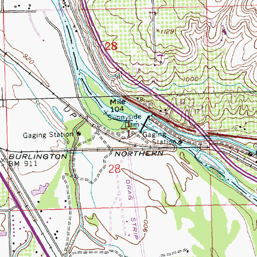 Topographic Map of Sunnyside Dam, WA