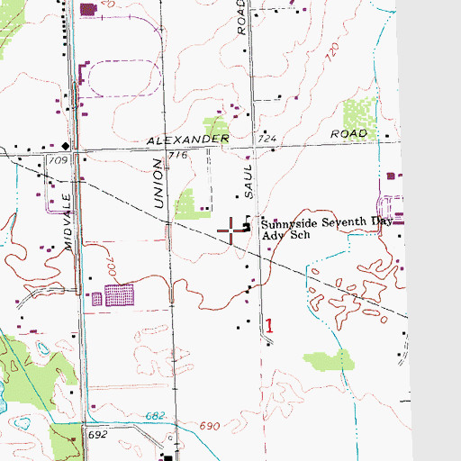 Topographic Map of Sunnyside Seventh Day Adventist School, WA