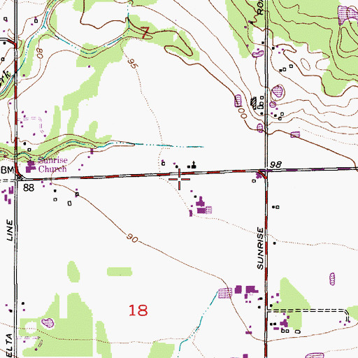 Topographic Map of Sunrise Church, WA