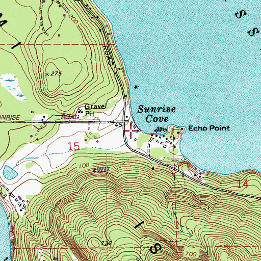 Topographic Map of Sunrise Cove, WA