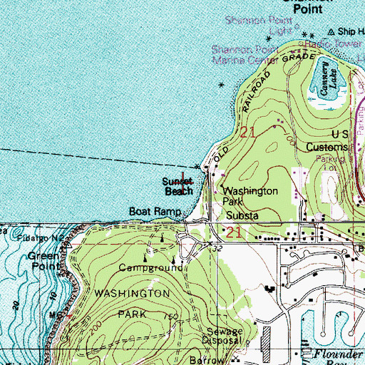 Topographic Map of Sunset Beach, WA