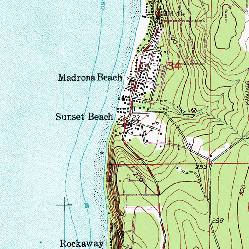 Topographic Map of Sunset Beach, WA