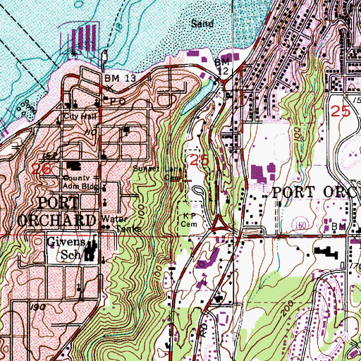 Topographic Map of Sunset Lane Cemetery, WA