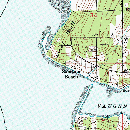 Topographic Map of Sunshine Beach, WA