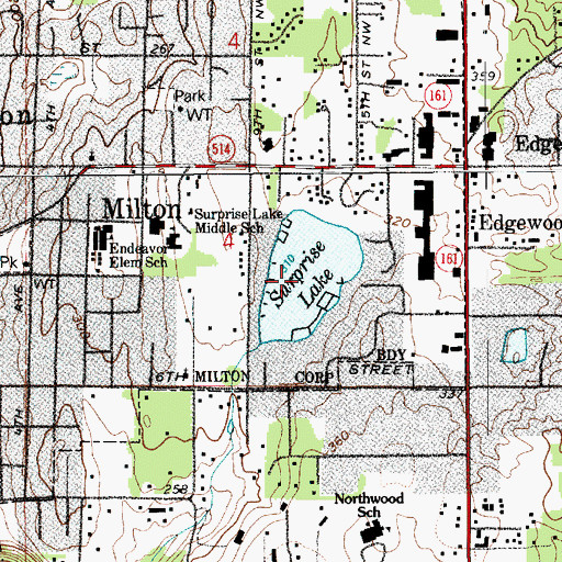 Topographic Map of Surprise Lake, WA