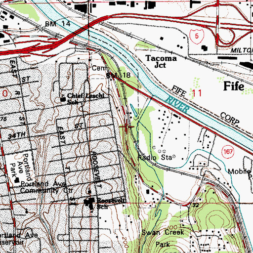 Topographic Map of Swan Creek, WA