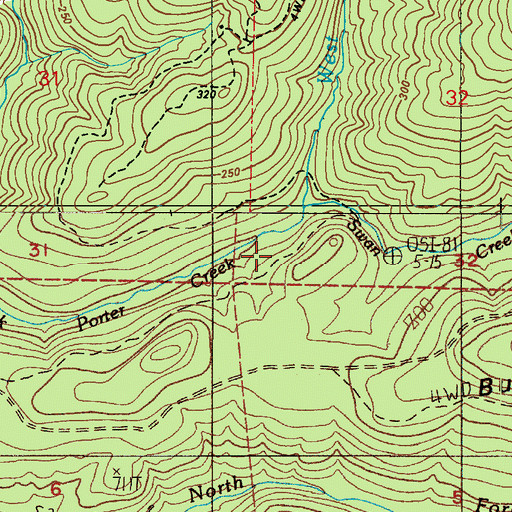 Topographic Map of Swan Creek, WA