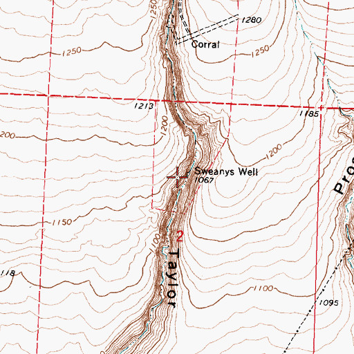Topographic Map of Sweanys Well, WA