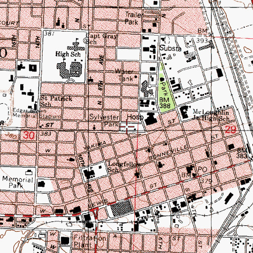 Topographic Map of Sylvester Park, WA