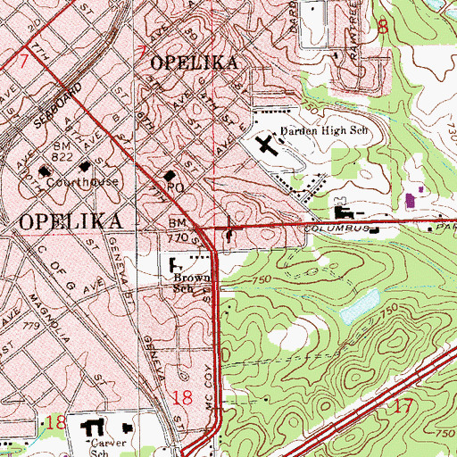 Topographic Map of Thompsons African Methodist Episcopal Zion Chapel, AL