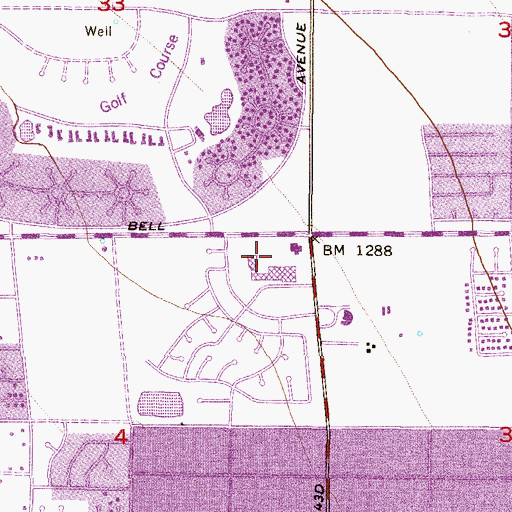 Topographic Map of Sunburst Plaza Shopping Center, AZ