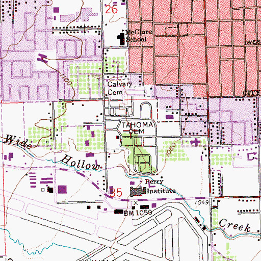Topographic Map of Tahoma Cemetery, WA