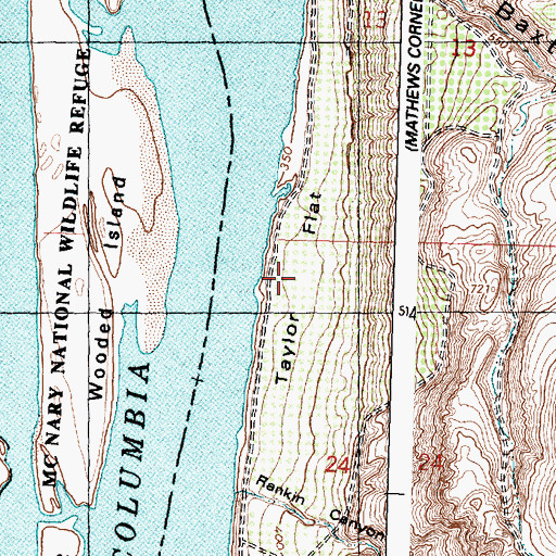 Topographic Map of Taylor Flat, WA