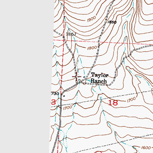 Topographic Map of Taylor Ranch, WA