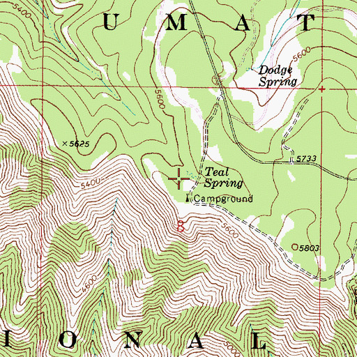 Topographic Map of Teal Spring, WA