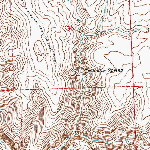 Topographic Map of Tendollar Spring, WA