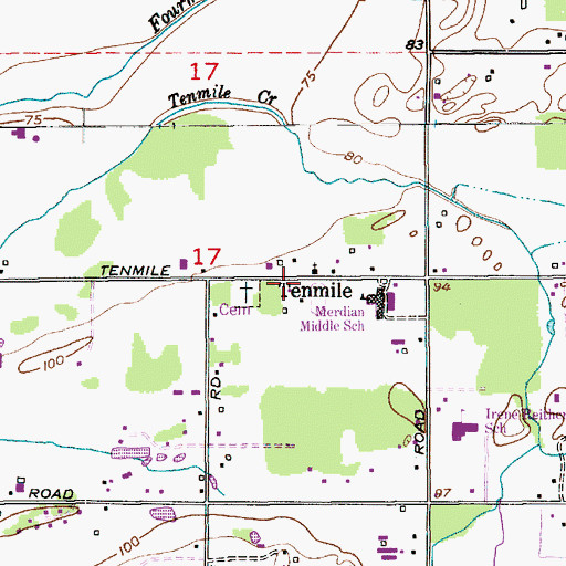 Topographic Map of Tenmile, WA