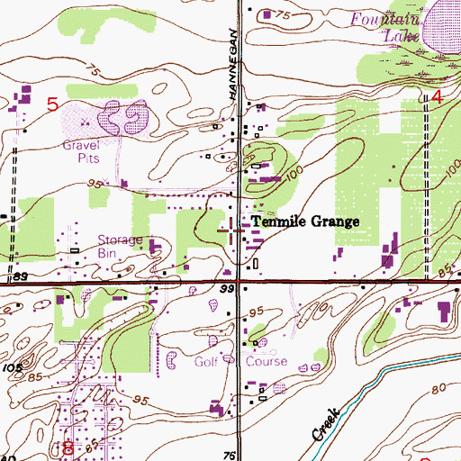 Topographic Map of Tenmile Grange, WA