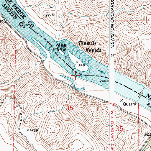 Topographic Map of Tenmile Rapids, WA