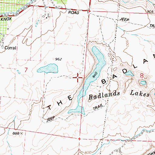 Topographic Map of The Badlands, WA