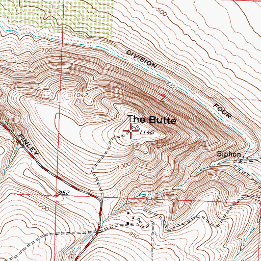 Topographic Map of The Butte, WA