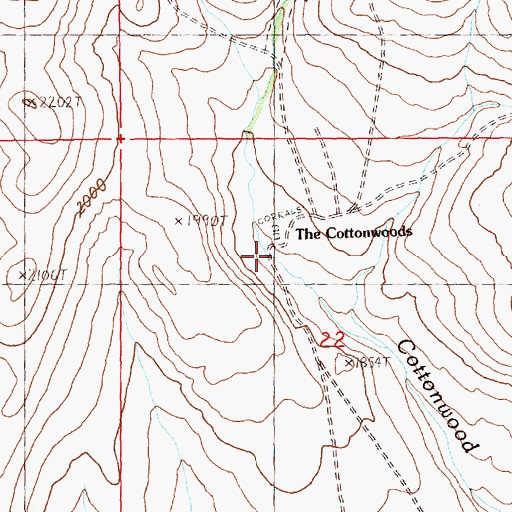 Topographic Map of The Cottonwoods, WA