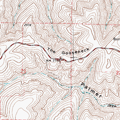 Topographic Map of The Gooseneck, WA