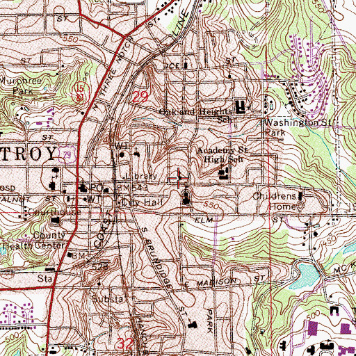 Topographic Map of Saint Paul African Methodist Episcopal Church, AL