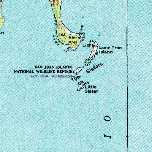 Topographic Map of The Sisters, WA