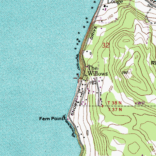 Topographic Map of The Willows, WA
