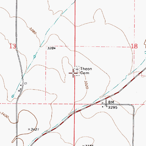 Topographic Map of Theon Cemetery, WA