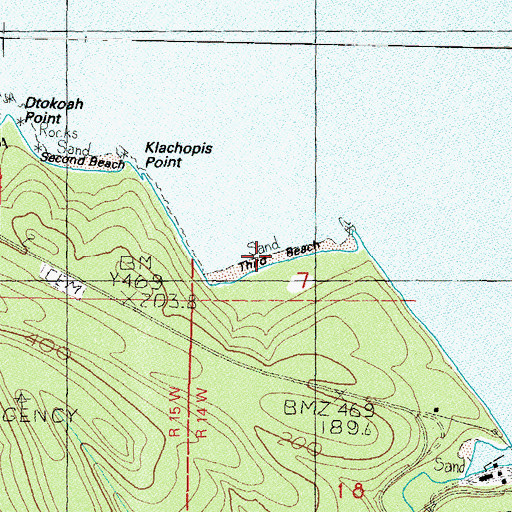 Topographic Map of Third Beach, WA